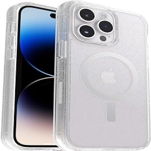 OtterBox Symmetry+ Clear skal för iPhone 14 Pro Max för MagSafe, stöttåligt, fallsäkert, skyddande tunt skal, testad till militärstandard x3, antimikrobiellt skydd, Stardust