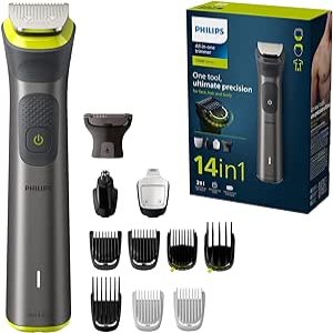 Philips allt-i-ett-trimmer i 7000-serien, 14-i-1 Multigroom för ansiktet, huvudet och kroppen, ett verktyg – ultimat precision, 21 längdinställningar (0,5–16 mm) (modell MG793015)